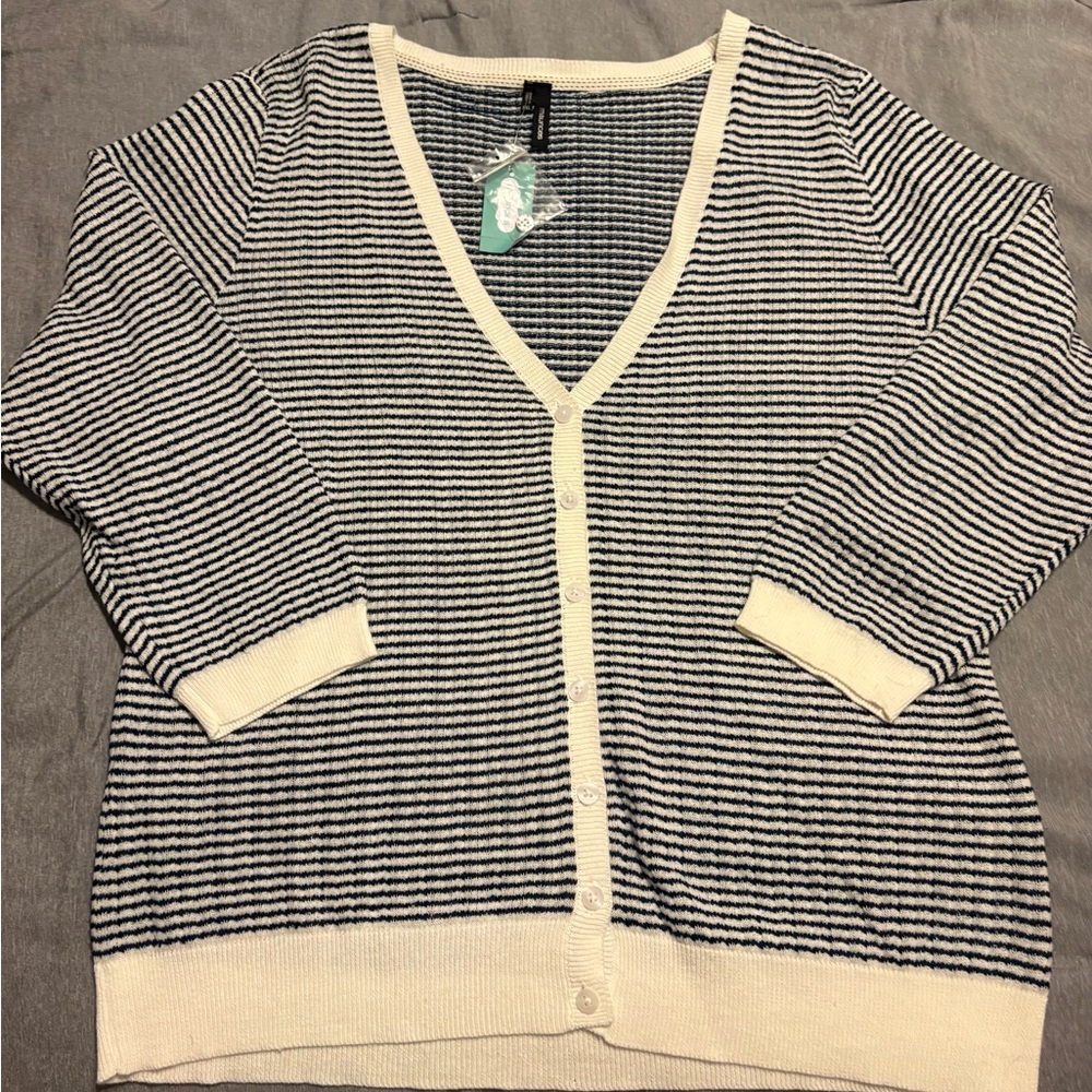 Maurice’s Striped Navy and White Women's Sweater NWT Size XXL